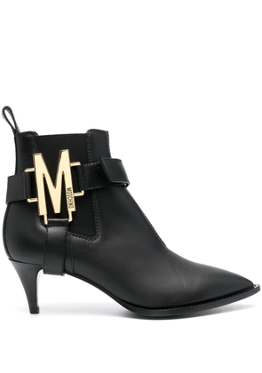 Moschino logo-plaque pointed boots - Black