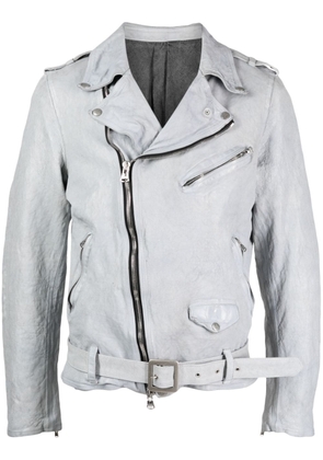Yohji Yamamoto belted leather biker jacket - Grey