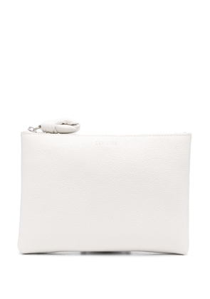LEMAIRE logo-debossed leather makeup bag - White
