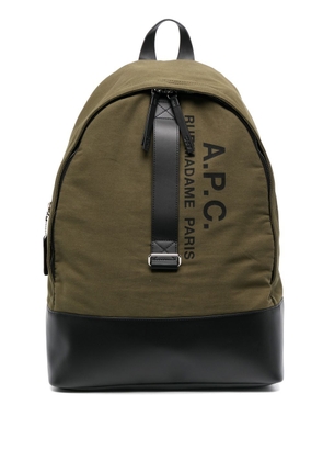 A.P.C. logo-print backpack - Green