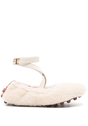 Tod's Bubble shearling ballerina shoes - Neutrals