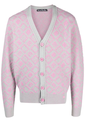 Acne Studios argyle intarsia-knit cardigan - Pink