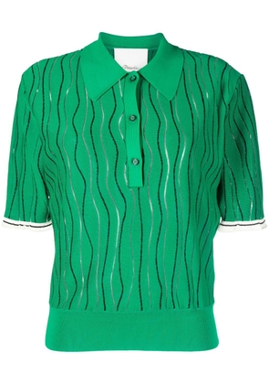 3.1 Phillip Lim wave-jacquard short-sleeve polo shirt - Green