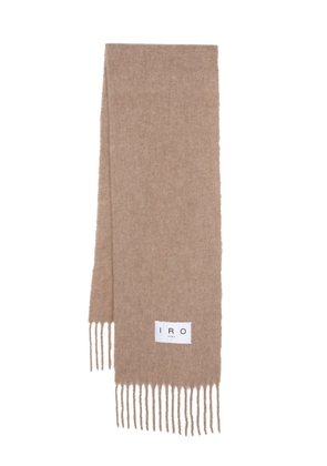 IRO fringe-edge brushed scarf - Brown