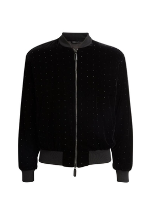 Giorgio Armani Velvet Embellished Bomber Jacket
