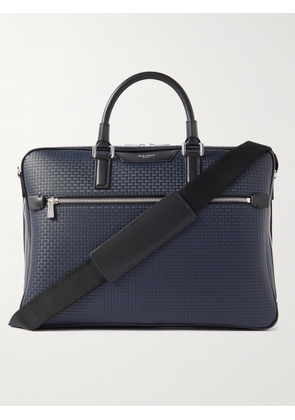 Serapian - Stepan Logo-Debossed Leather-Trimmed Coated-Canvas Briefcase - Men - Blue