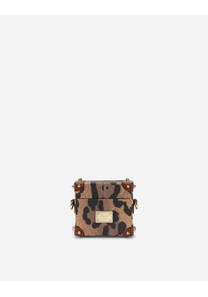 Dolce & Gabbana Airpods Case In Leopard-print Crespo With Branded Plate - Woman Technology Multicolor Onesize