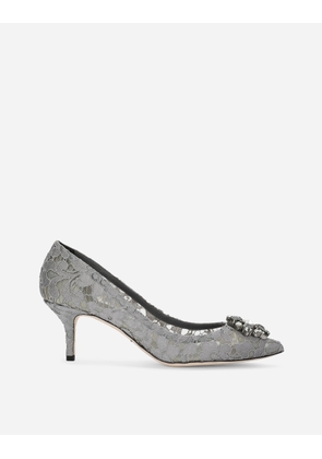 Dolce & Gabbana Pump In Taormina Lace With Crystals - Woman Pumps And Slingback Gray Lace 39.5