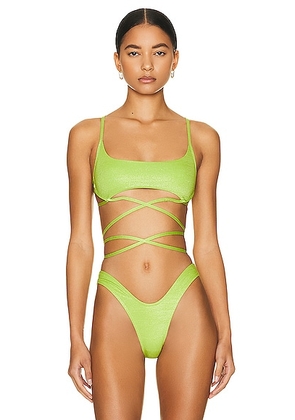 Monica Hansen Beachwear Lurex Underwire Tube Bikini Top in Green Lurex - Green. Size XS (also in ).