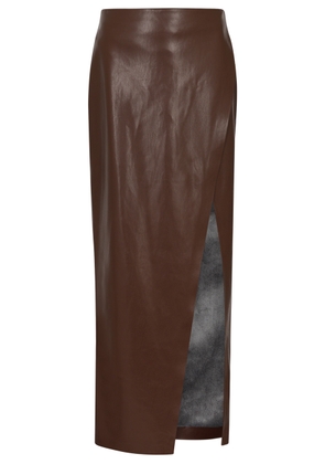 Alice + Olivia Siobhan Faux Leather Midi Wrap Skirt - Brown - 10