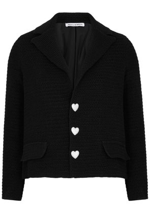 Mach & Mach Crystal-embellished Knitted Cotton Jacket - Black - XS