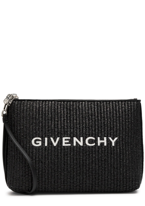 Givenchy Logo-embroidered Raffia Pouch - Black