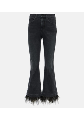 Veronica Beard Carson high-rise feather-trimmed flared jeans