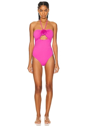 LoveShackFancy Didi One Piece Swimsuit in Party Punch - Pink. Size S (also in M, XS).