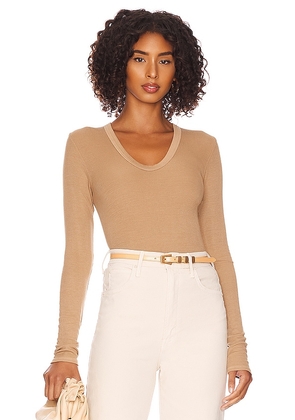 Enza Costa Silk Rib Fitted Top in Tan. Size L.