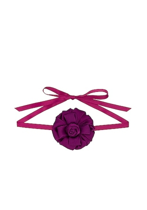 Lele Sadoughi Silk Gardenia Ribbon Choker Necklace in Plum - Purple. Size all.