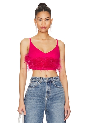 MORE TO COME Maia Feather Top in Fuschia. Size S.