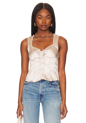 MORE TO COME Mina Bustier Top in Taupe. Size M, XL, XXS.