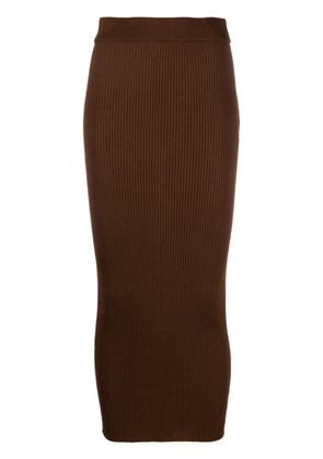 Semicouture high-waisted virgin wool midi skirt - Brown