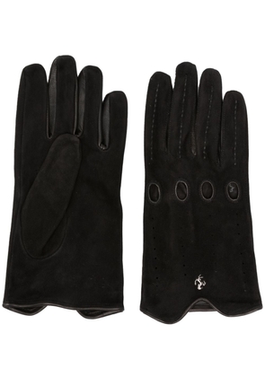Ferrari logo-plaque suede gloves - Black