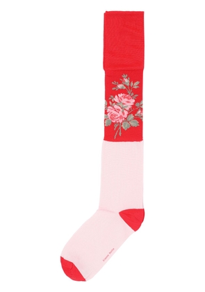 Simone Rocha floral jacquard panelled socks - Red