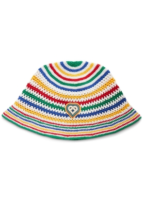 Casablanca logo-patch cotton bucket hat - White