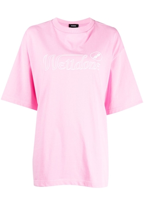 We11done logo-print drop-shoulder T-shirt - Pink