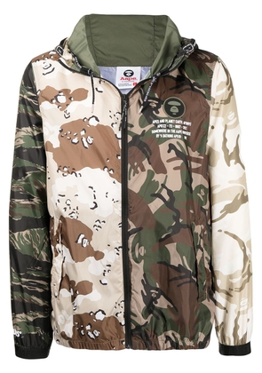 AAPE BY *A BATHING APE® camouflage-print panelled hooded jacket - Brown