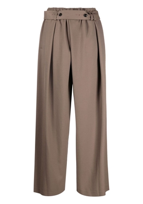 System pintuck wide-leg trousers - Brown
