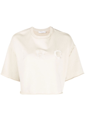 IRO embroidered-logo cropped T-shirt - Neutrals