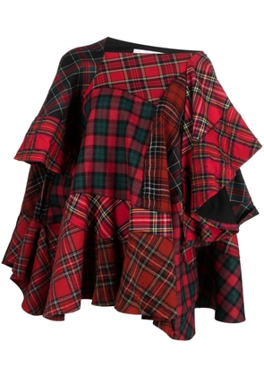 Comme des Garçons TAO tartan-check asymmetric blouse - Red