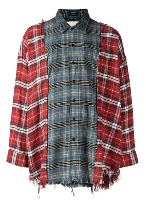 R13 distressed patchwork plaid shirt - Red