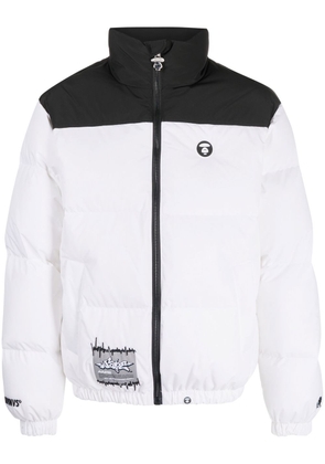 AAPE BY *A BATHING APE® colour-block padded coat - White