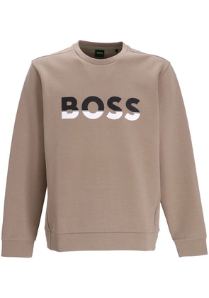BOSS logo-print cotton sweatshirt - Neutrals