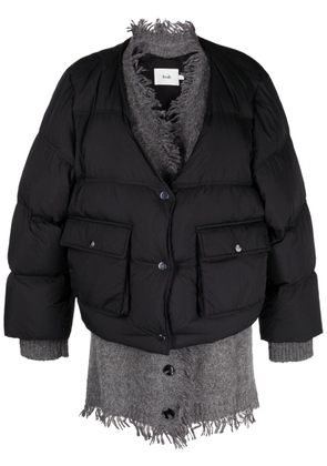 b+ab layered frayed puffer jacket - Black