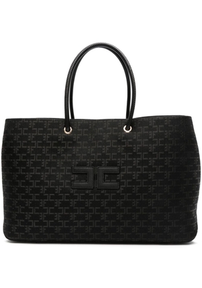 Elisabetta Franchi logo-appliqué monogram tote bag - Black