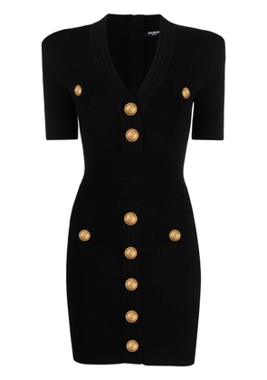 Balmain V-neck knitted minidress - Black
