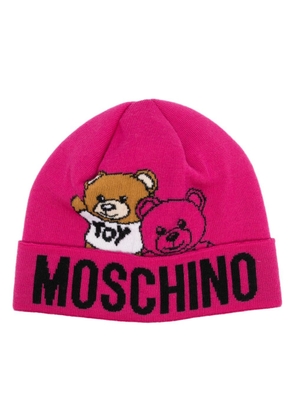 Moschino Teddy Bear-motif wool beanie - Pink