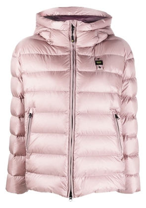Blauer logo-patch hooded padded jacket - Pink