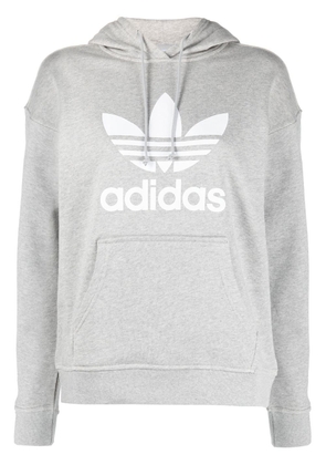 adidas logo drawstring hoodie - Grey