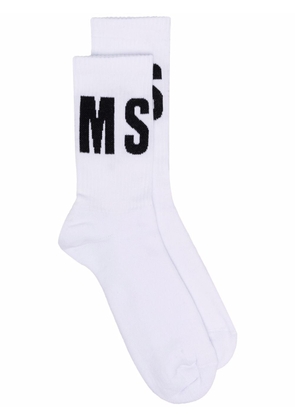 MSGM intarsia-knit logo socks - White