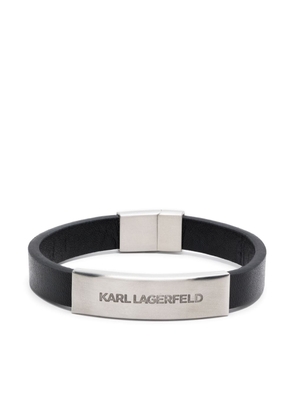 Karl Lagerfeld K/ID engraved-logo leather bracelet - Black