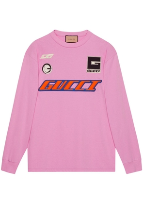 Gucci logo-appliqué long-sleeve T-shirt - Pink
