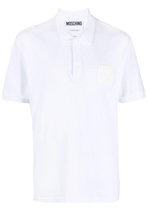 Moschino logo-patch cotton polo shirt - White
