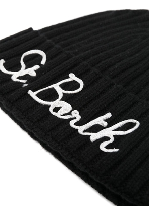 MC2 Saint Barth logo-embroidered ribbed-knit beanie - Black