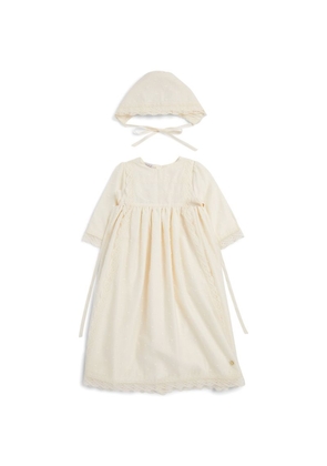 Paz Rodriguez Cotton Embroidered Christening Gown With Bonnet (1-12 Months)