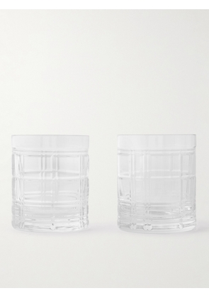 Ralph Lauren Home - Hudson Plaid Set of Two Double Old Fashioned Crystal Glasses - Men - Neutrals