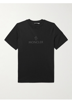 Moncler - Mesh-Trimmed Logo-Print Cotton-Jersey T-Shirt - Men - Black - XS