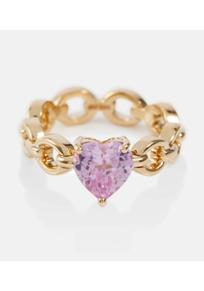 Nadine Aysoy Catena Petite Heart 18kt gold ring with topaz