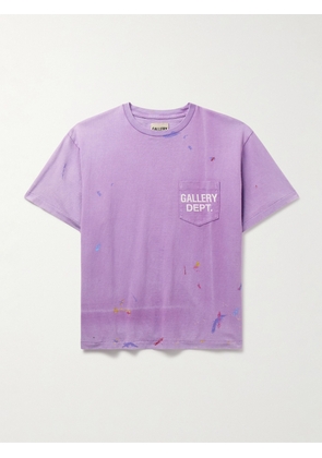 Gallery Dept. - Logo-Print Paint-Splattered Cotton-Jersey T-Shirt - Men - Purple - S